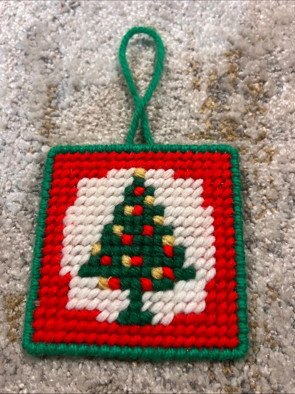 Handmade Green and Red Christmas Tree Holiday Ornament z29